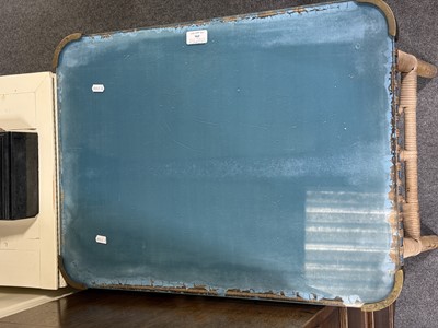 Lot 496 - Woven cane conservatory table, labelled Angrave