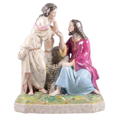 Lot 34 - Large Staffordshire group, Christ and the Woman of Samaria