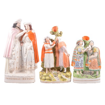 Lot 39 - Three Staffordshire groups, Parables