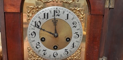 Lot 206 - Stained wood mantel clock