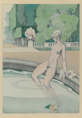 Lot 274 - Umberto Brunelleschi (Italian 1879-1949), two hand coloured etchings for Boylesve's La Lecon d'Amour