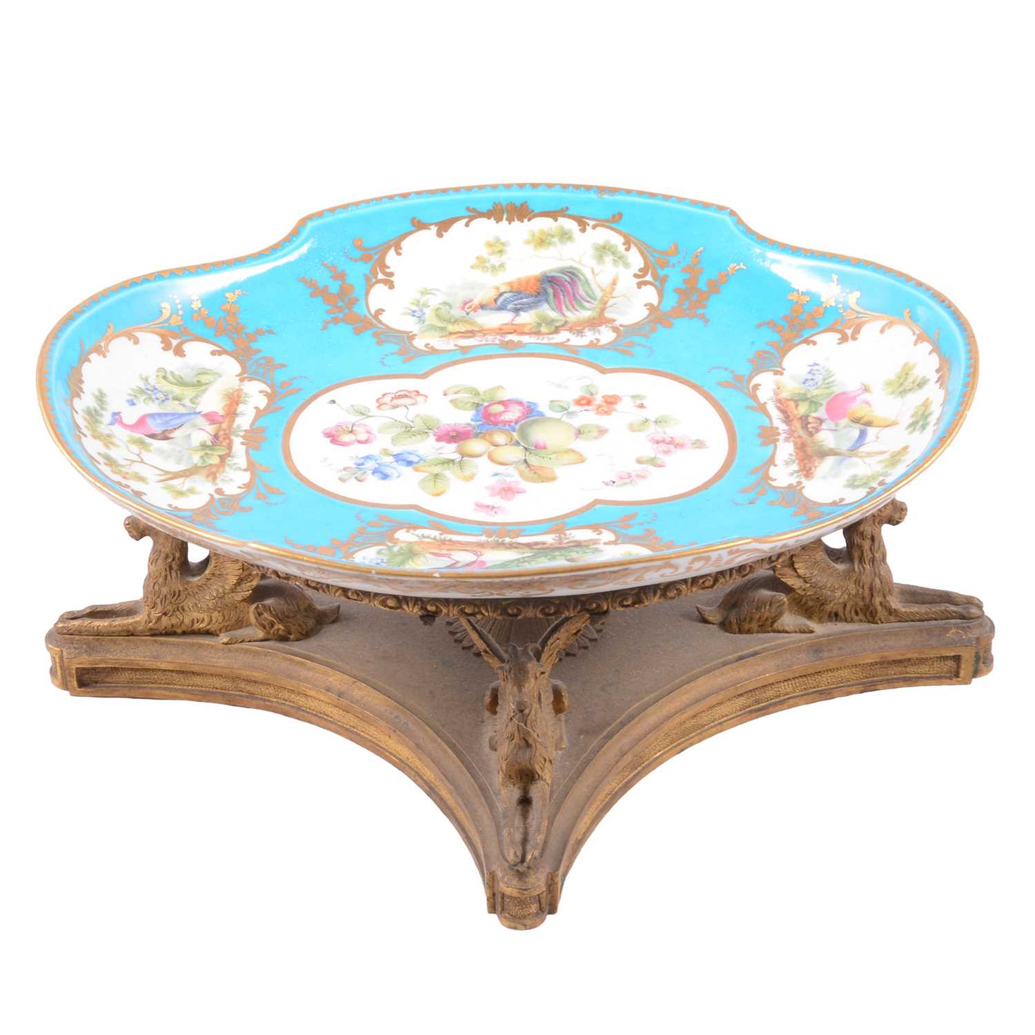 Lot 21 - French porcelain and ormolu mounted tazza