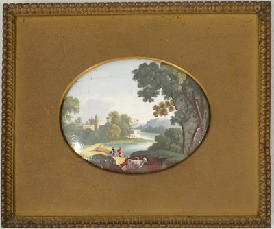 Lot 79 - Pair of Continental enamel plaques, probably French