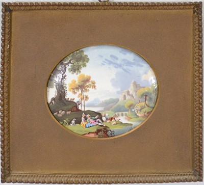 Lot 79 - Pair of Continental enamel plaques, probably French