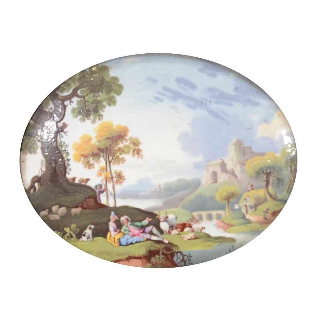 Lot 79 - Pair of Continental enamel plaques, probably French