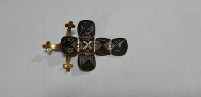 Lot 280 - Two transforming Masonic folding orb ball pendants, and a yellow metal St Christopher pendant.