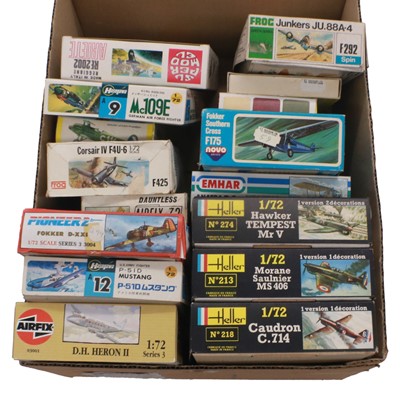 Lot 184 - Sixteen model aircraft kits, including Heller, Frog, Airfix, Novo and others, boxed
