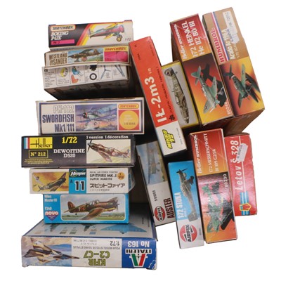 Lot 185 - Sixteen model aircraft kits, including Matchbox, Heller, Airfix, Italeri and others, boxed
