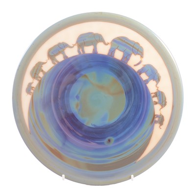 Lot 46 - Caithness Glass, an unusual Cameo Collection charger - Elephant Trail