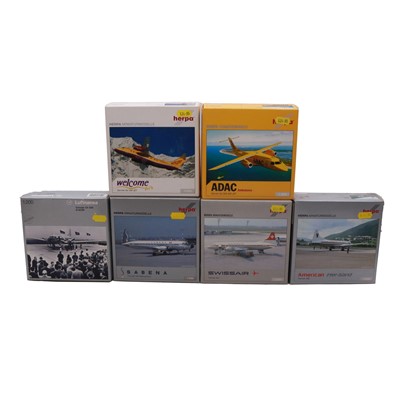 Lot 137 - Eleven Herpa model aircraft, boxed