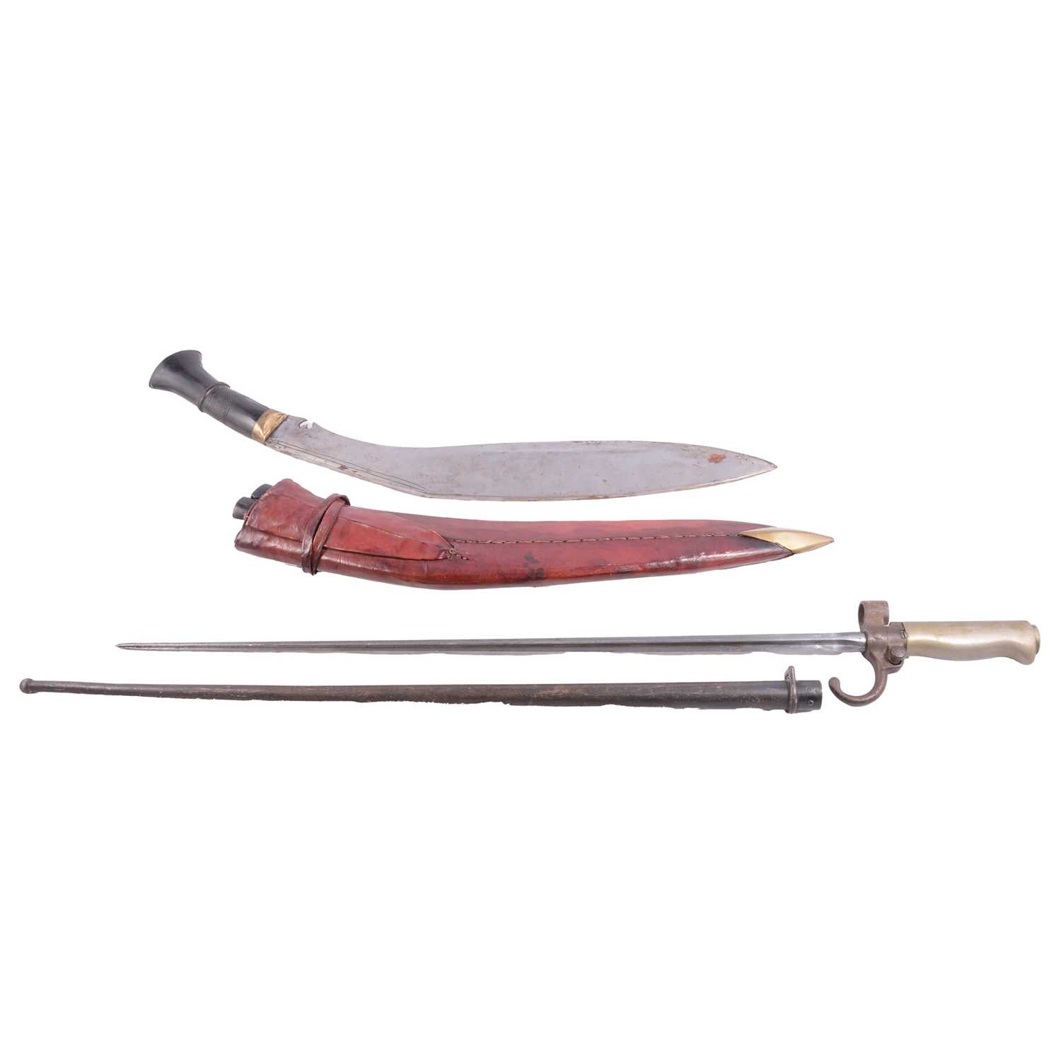 Lot 180 - French lebel bayonet and a Kukri