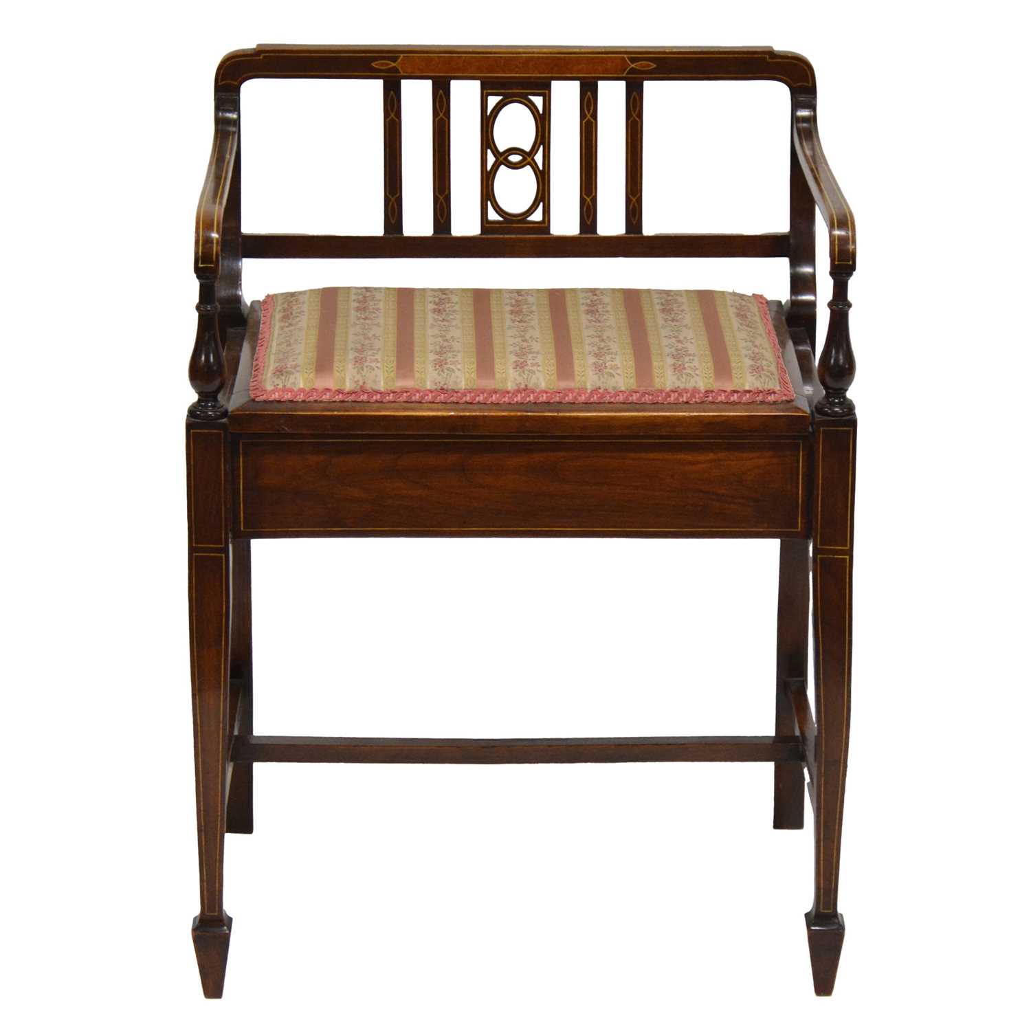 Lot 344 - Edwardian rosewood and inlaid music stool