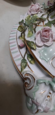 Lot 20 - German porcelain oil lamp.