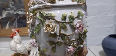 Lot 20 - German porcelain oil lamp.