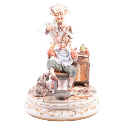 Lot 33 - Capodimonte porcelain model, Coin Collector, and two groups.