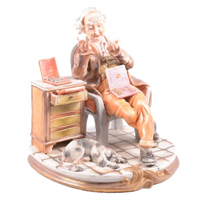 Lot 33 - Capodimonte porcelain model, Coin Collector, and two groups.