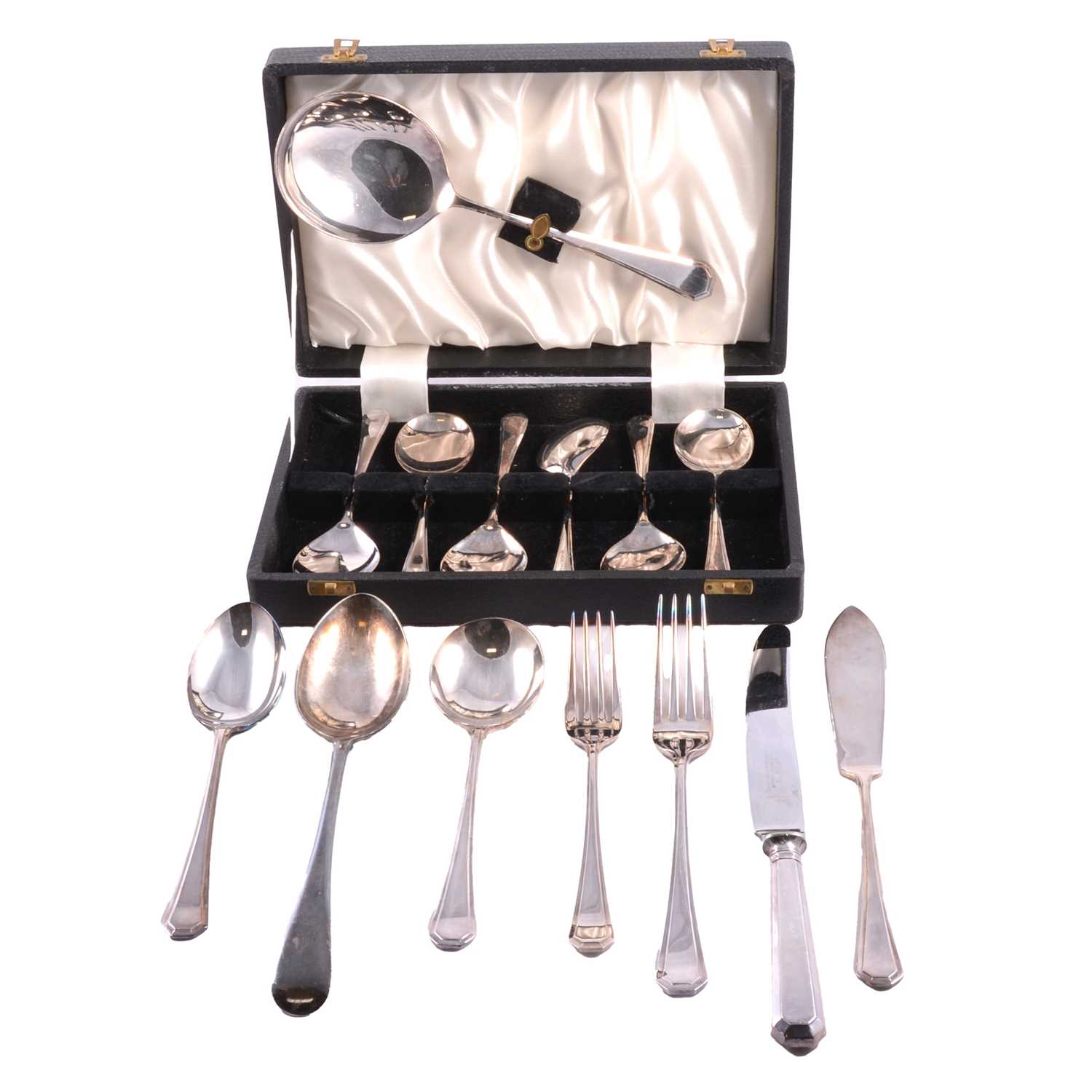 Lot 77 - K Bright Ltd - a part canteen of silver-plated cutlery
