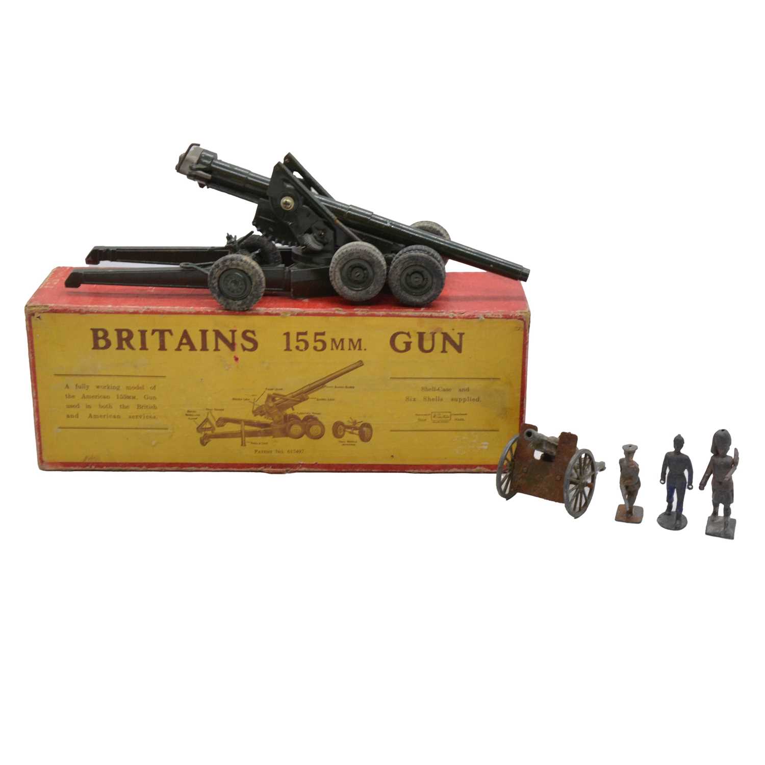 Lot 159 - Britains Toys 155mm military field gun, and a quantity of lead figures