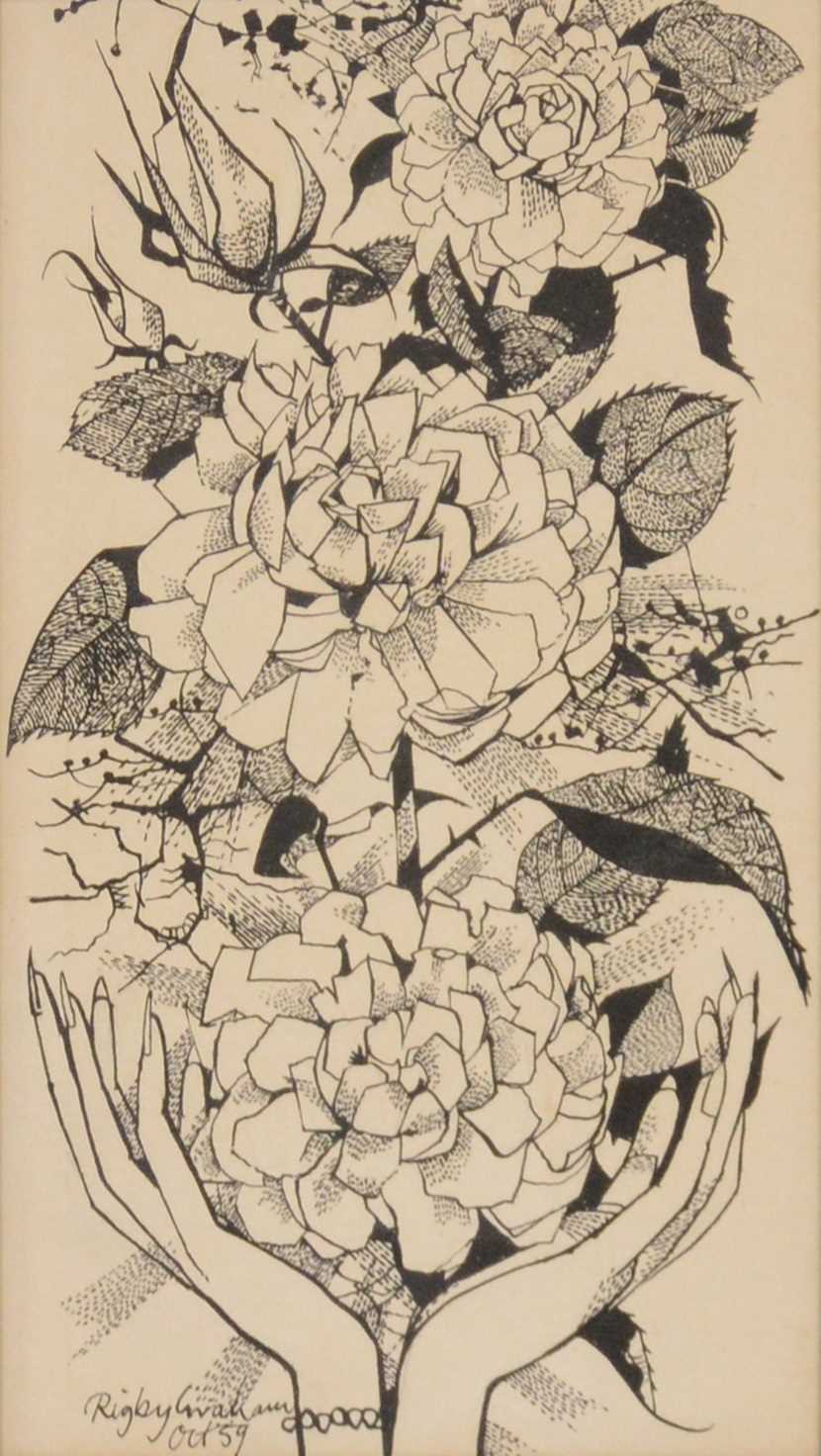 Lot 299 - Rigby Graham, Roses, an illustration for Poems and Drawings in Mud Time