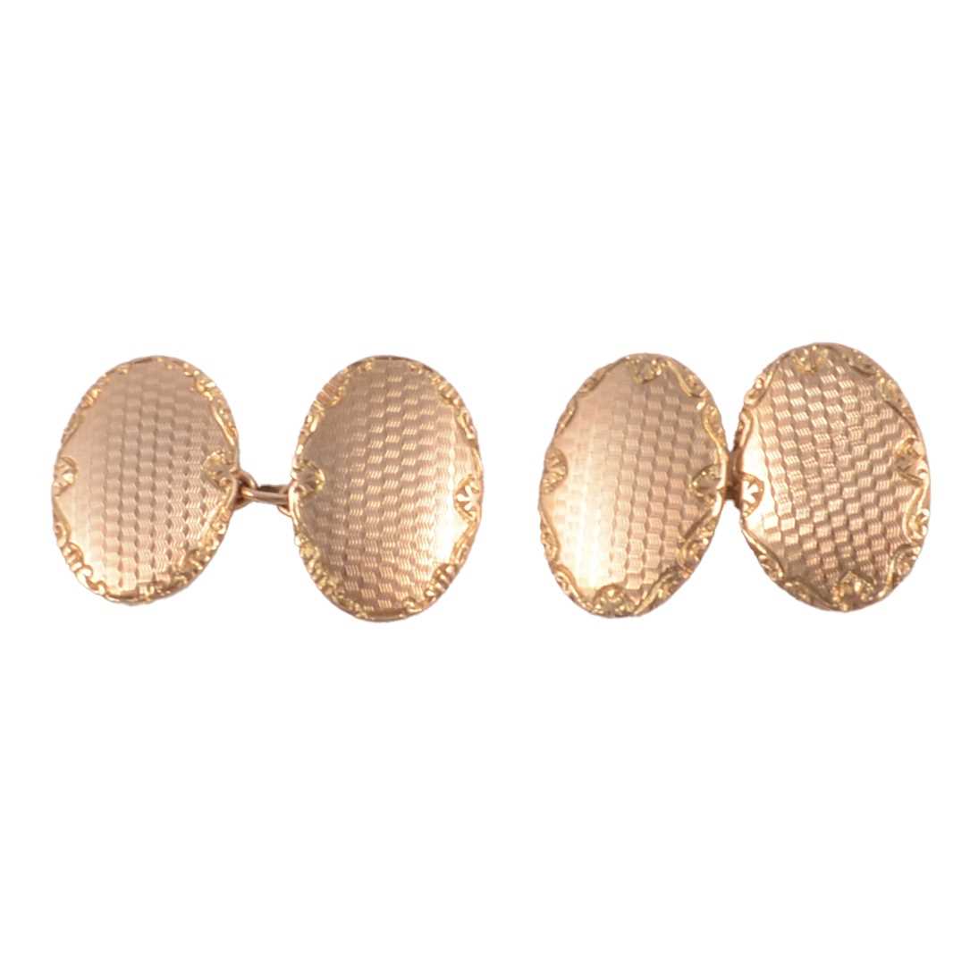Lot 353 - A pair of 9 carat yellow gold cufflinks.