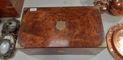 Lot 107 - Victorian walnut writing slope with brass mounts