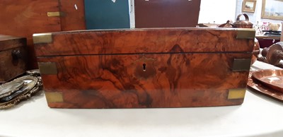 Lot 107 - Victorian walnut writing slope with brass mounts