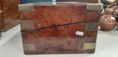 Lot 107 - Victorian walnut writing slope with brass mounts