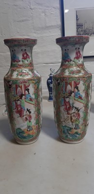 Lot 11 - Pair of Cantonese vases and two other Chinese vases
