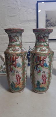 Lot 11 - Pair of Cantonese vases and two other Chinese vases
