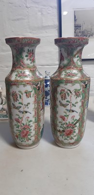 Lot 11 - Pair of Cantonese vases and two other Chinese vases