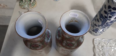 Lot 11 - Pair of Cantonese vases and two other Chinese vases