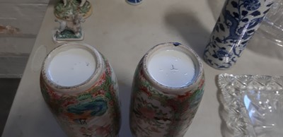 Lot 11 - Pair of Cantonese vases and two other Chinese vases