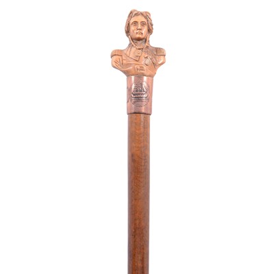Lot 67 - A Nelson wooden walking cane with Victory copper collar.