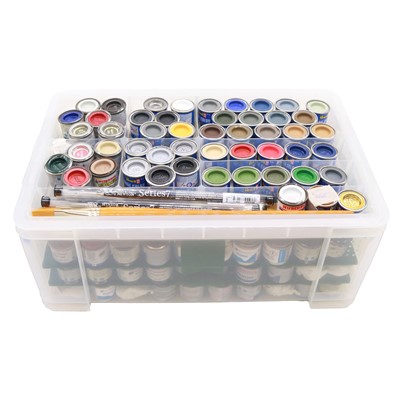 Lot 193 - Five boxes of modelling equipment, including paint, tools, etc.