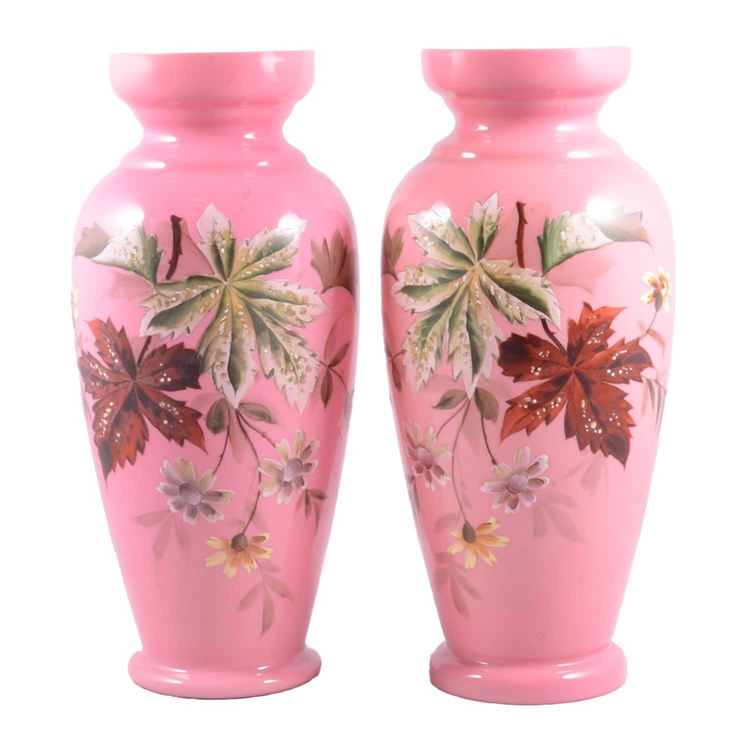 Lot 38 - Pair of Victorian opaque glass vases