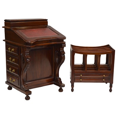 Lot 392 - Reproduction mahogany Davenport desk, and a reproduction Canterbury