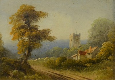 Lot 320 - Manner of Sir Alfred East, Landscape, and six other paintings