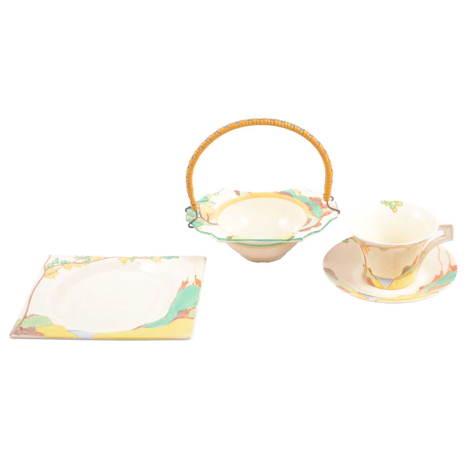 Lot 14 - Clarice Cliff, a collection of 'Secrets' pattern tea and tableware