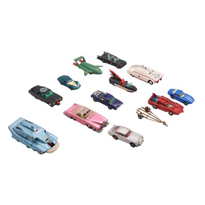 Lot 12 - Twelve Dinky and Corgi diecast model vehicles, mostly TV-programme related