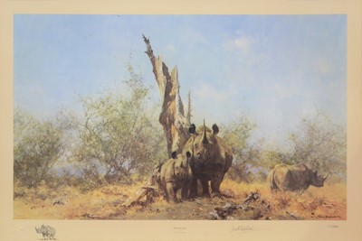 Lot 315 - David Shepherd, Rhino Beware, limited edition...