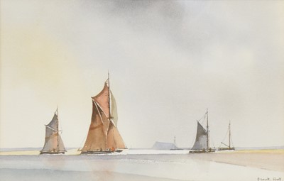 Lot 308 - Frank Hull, Sailing boats and fisherman, a pair