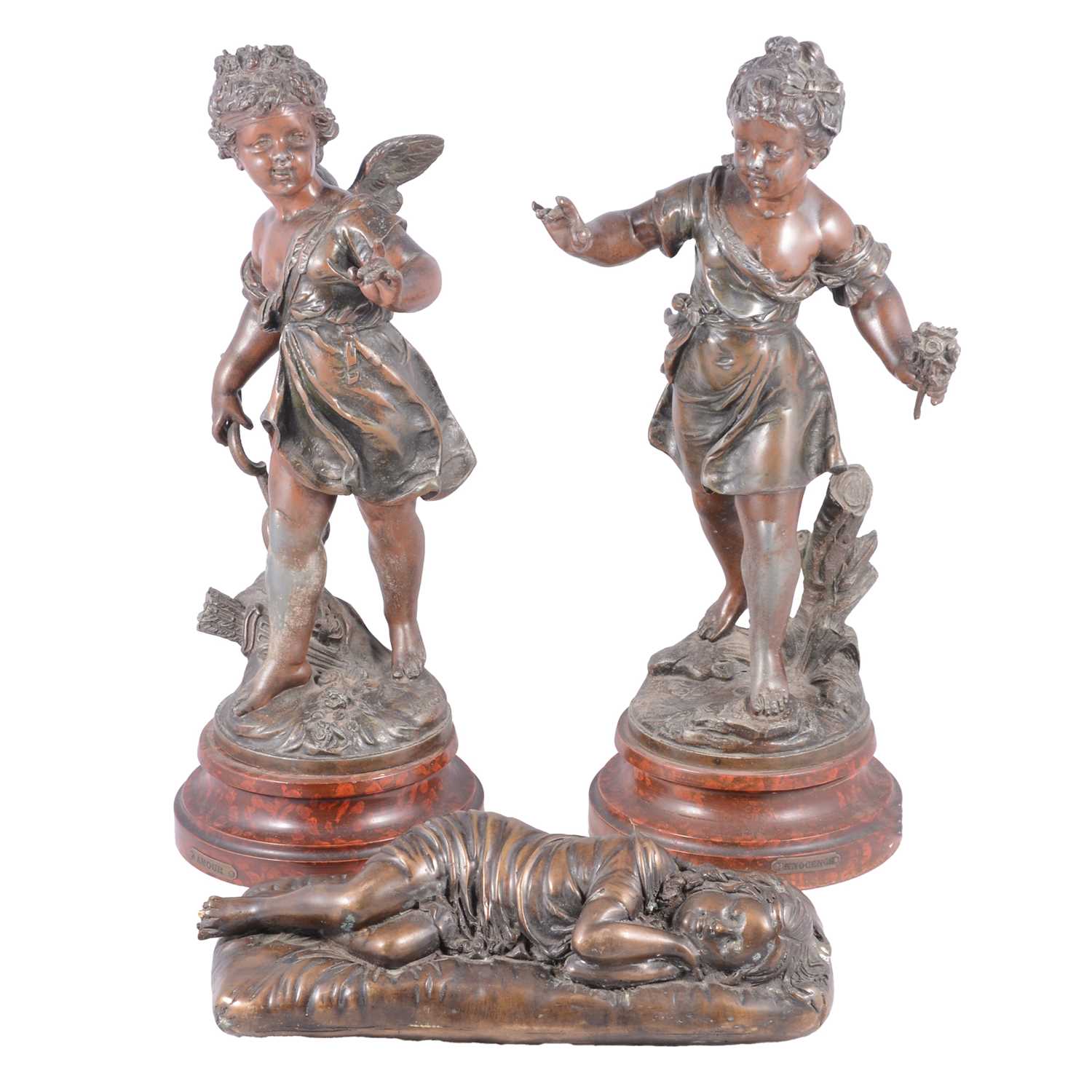 Lot 139 - Emile Bruchon, Amour and Innocence and another figurine
