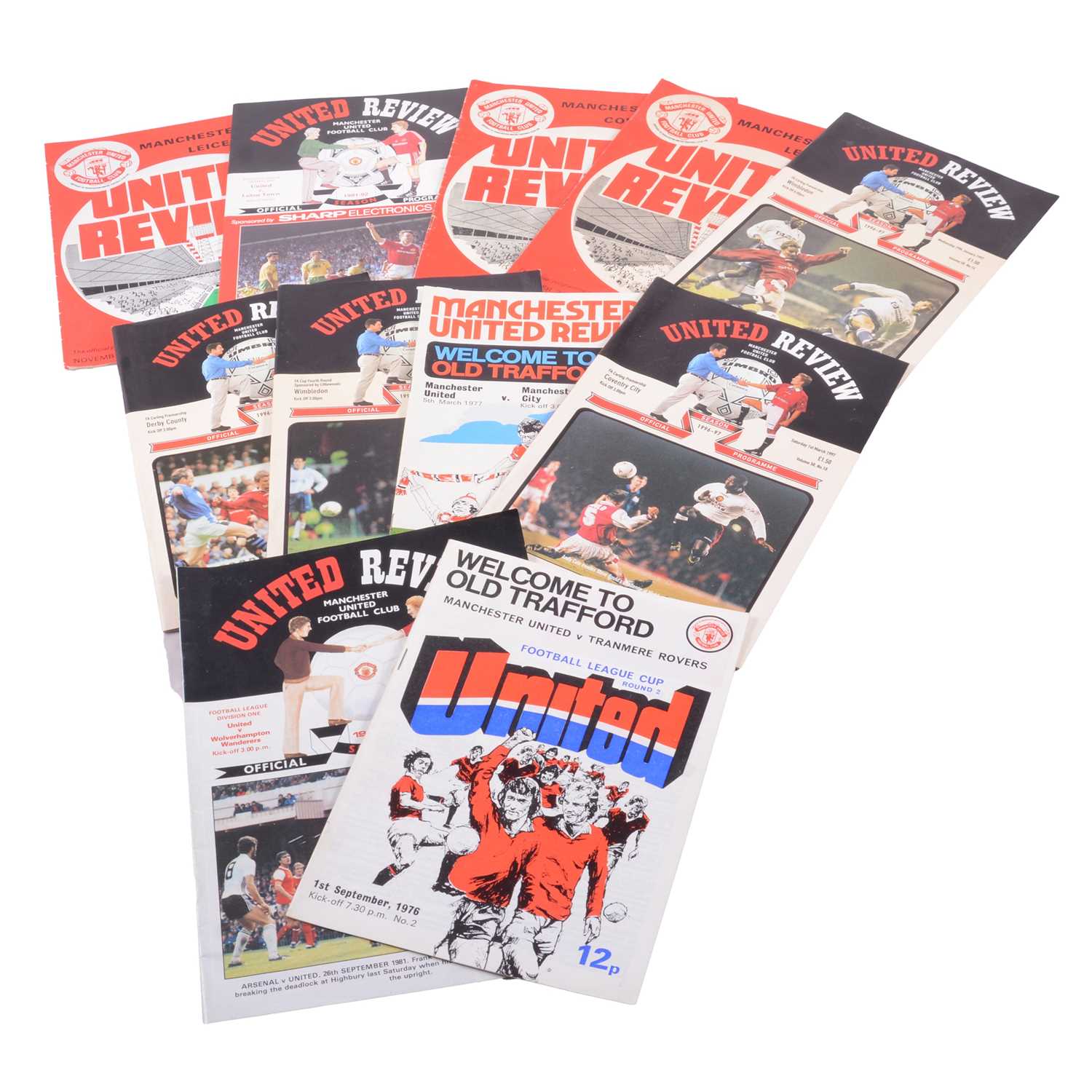 Lot 162 - Approximately three-hundred and fifty 'United Review' Manchester United football programmes