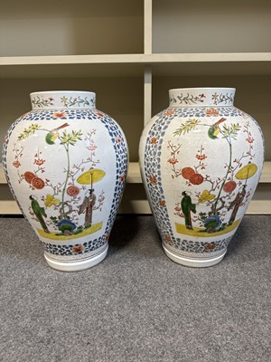 Lot 25 - Pair of large late Chinese polychrome jars