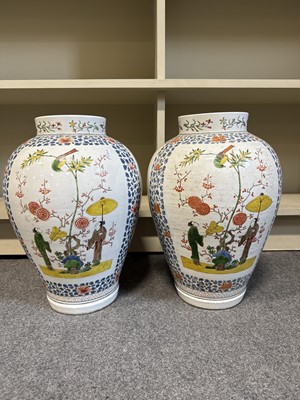 Lot 25 - Pair of large late Chinese polychrome jars