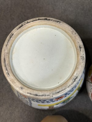 Lot 25 - Pair of large late Chinese polychrome jars
