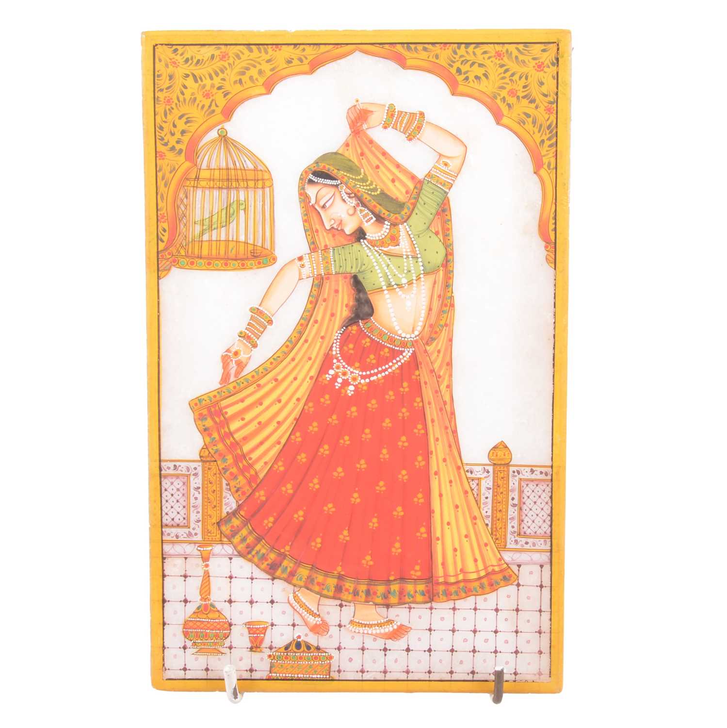 Lot 146 - Indian painted hardstone panel
