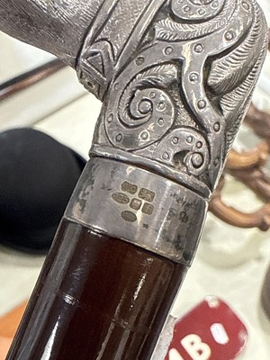 Lot 108 - Silver mounted walking stick, William Comyns