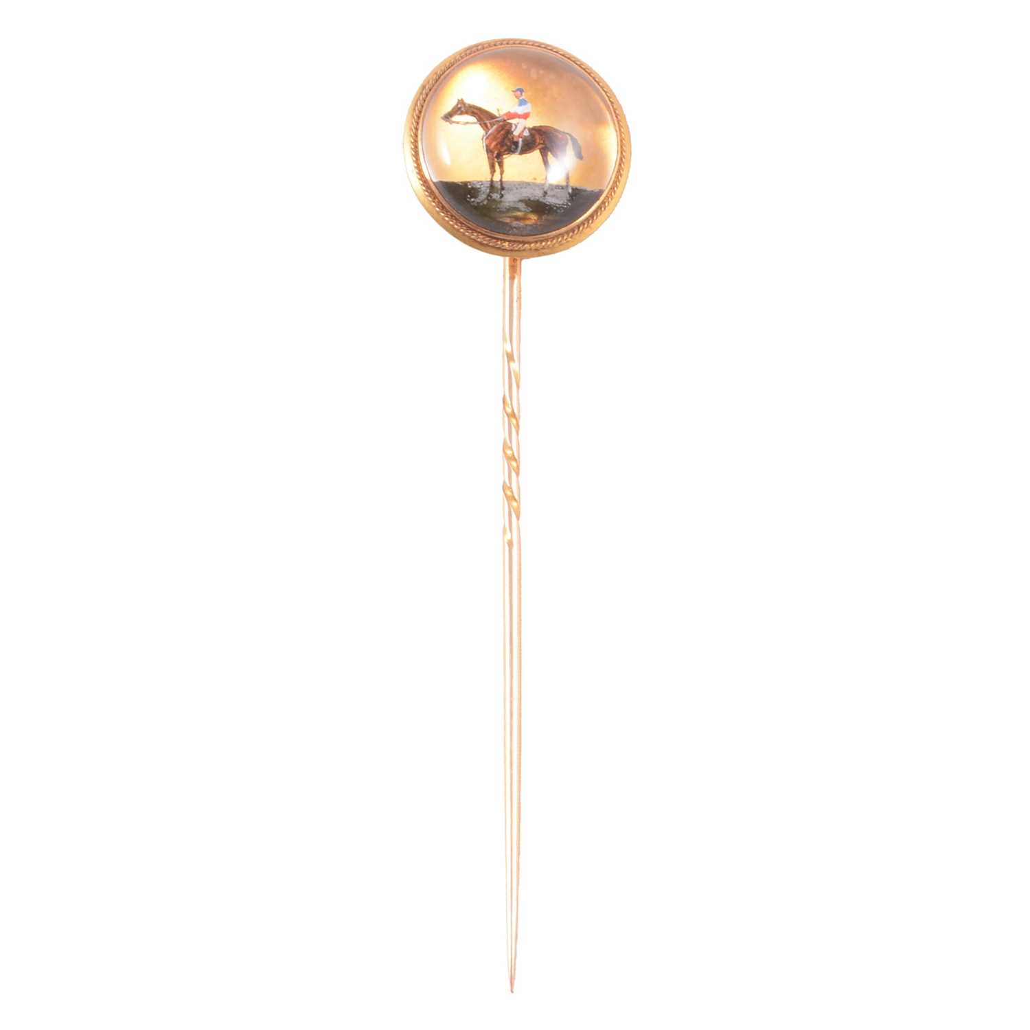 Lot 361 - An Essex Crystal horse and jockey stick pin