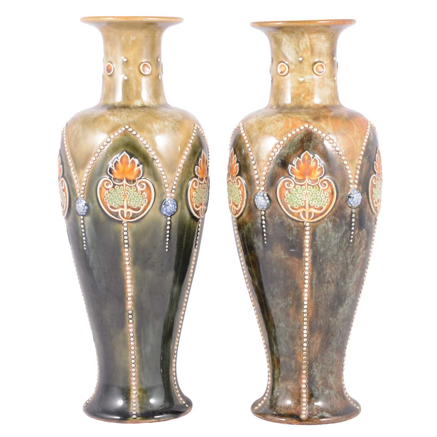 Lot 8 - Pair of Royal Doulton stoneware vases